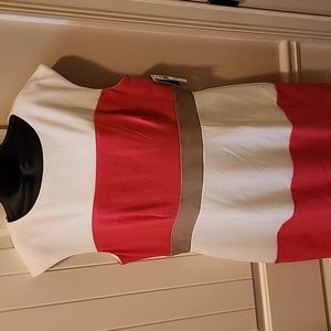 Ladies dress orange/beige. Sleeveless Studio One